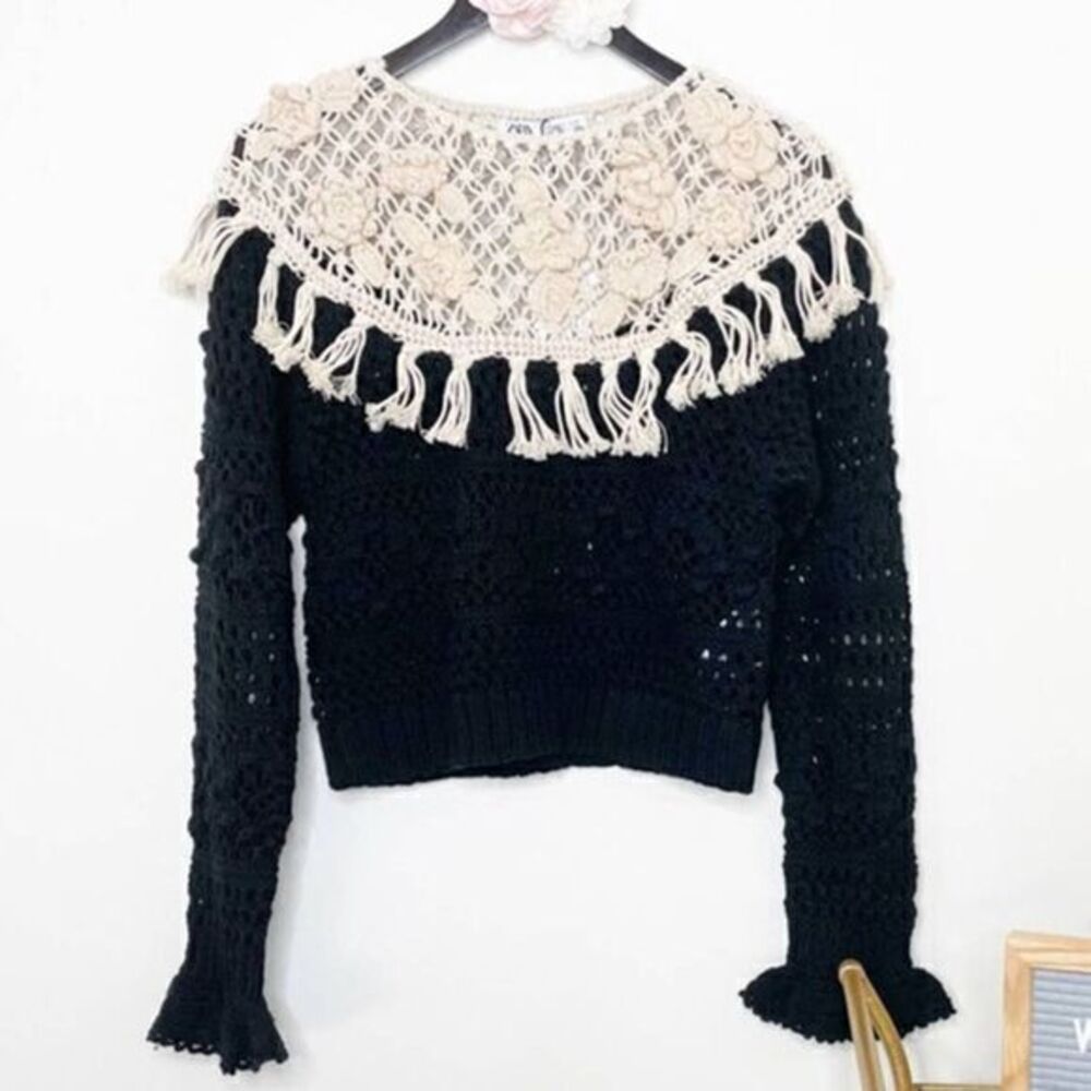 ZARA Colorblock Knitted Pilgrim Look Sweater SMALL